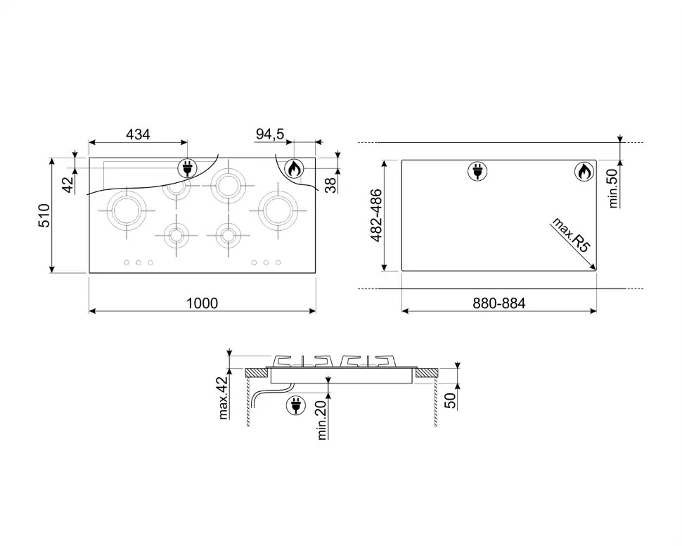 Варочная панель газовая SMEG PVL6106CN 