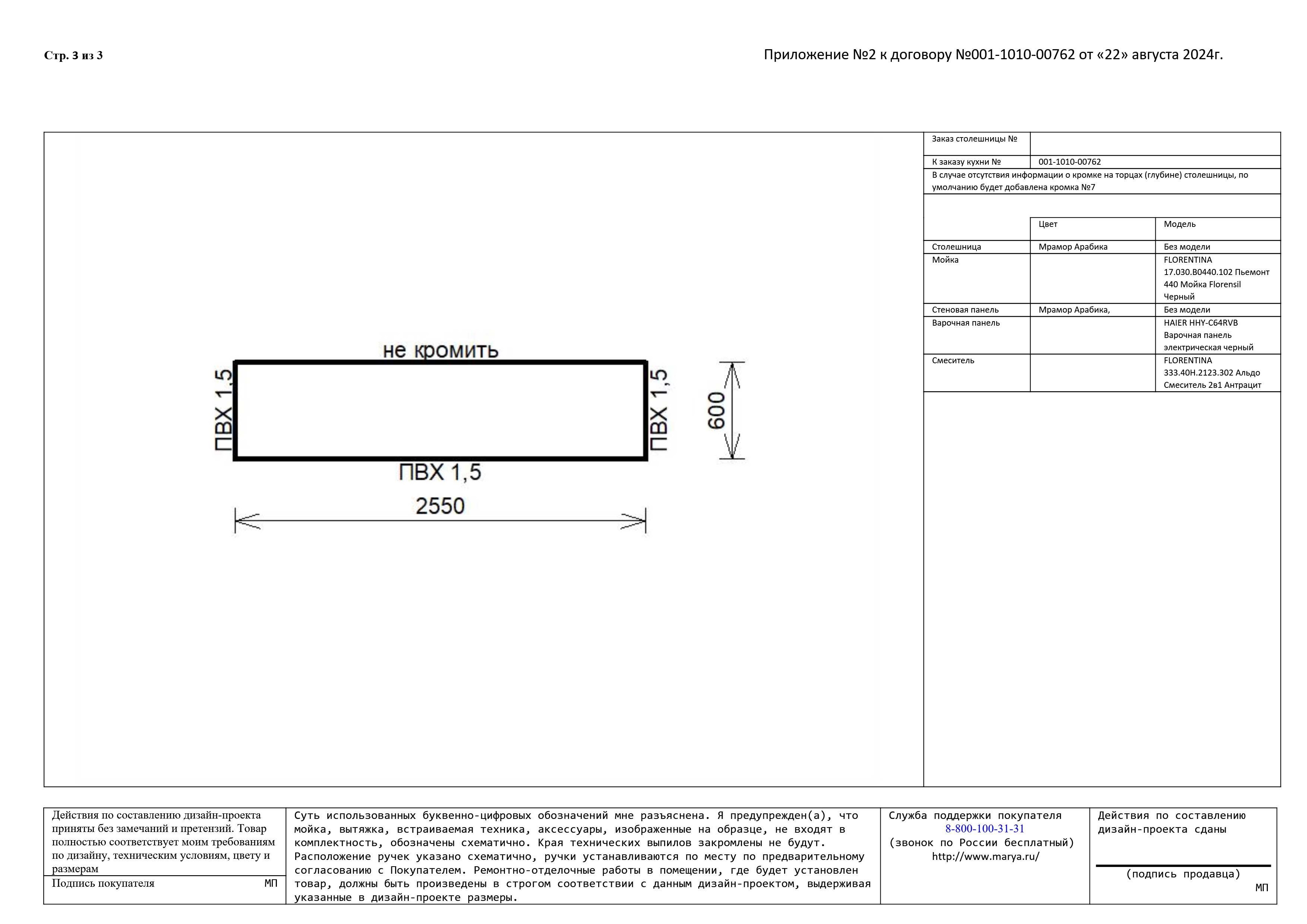 Столешница ДСП БП (2.550x0.600) 