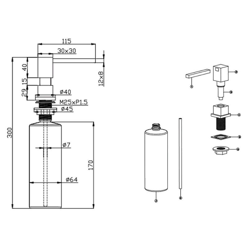 Дозатор для моющего средства Alveus Kork Anthracite 1135544 