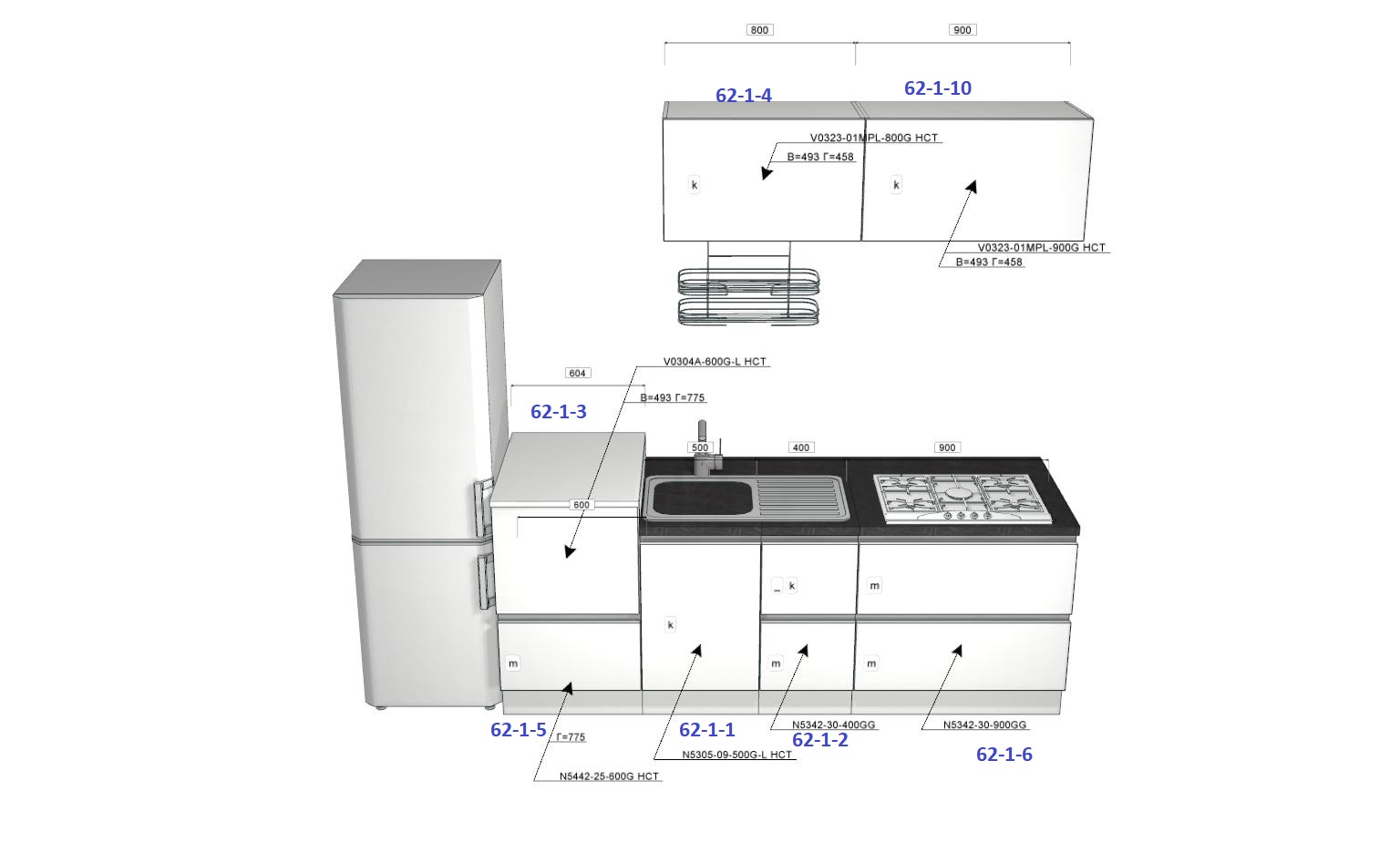 Кухонный гарнитур Vector акрил Minimal II