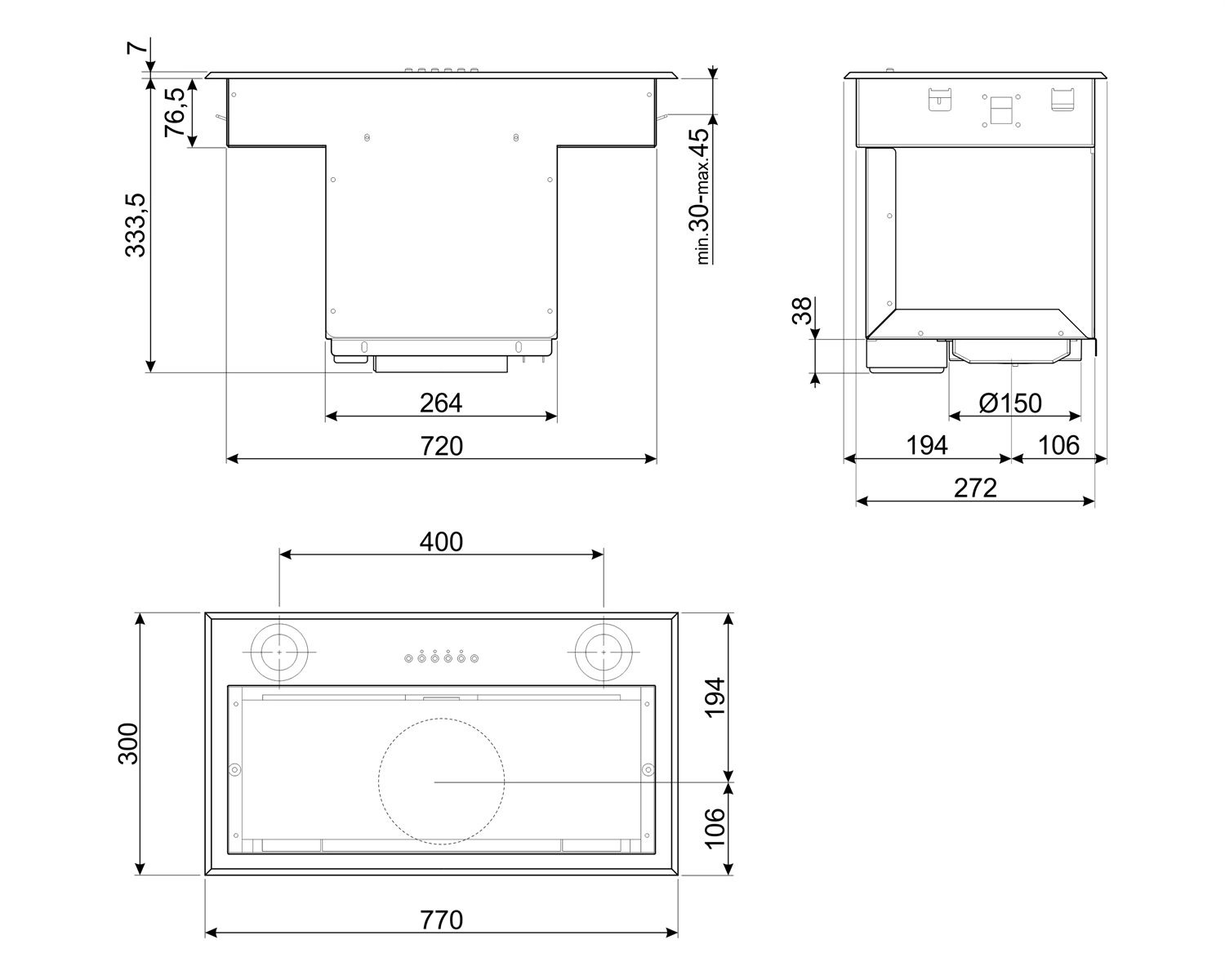 Вытяжка встраиваемая SMEG KSEG78PXE 