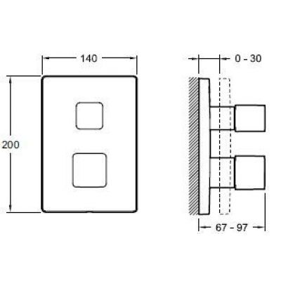 Смеситель E98729-CP MODULO Modulo термостат на 1 выход с запорным клапаном, квадрат. лицевая панель