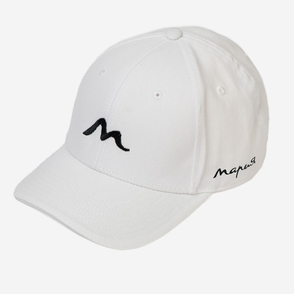 Бейсболка "Мария". Белая с черным логотипом