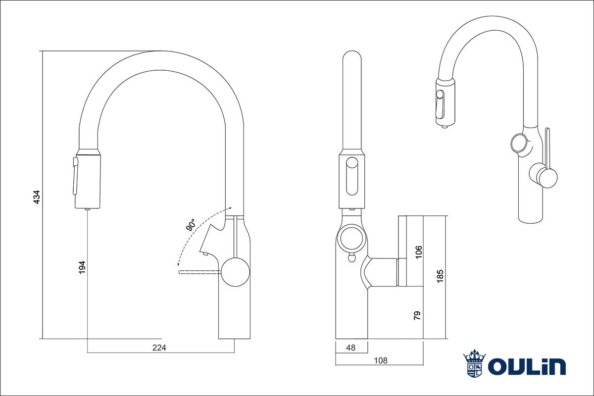 Смеситель 4в1 OULIN OL-8018 Satin 