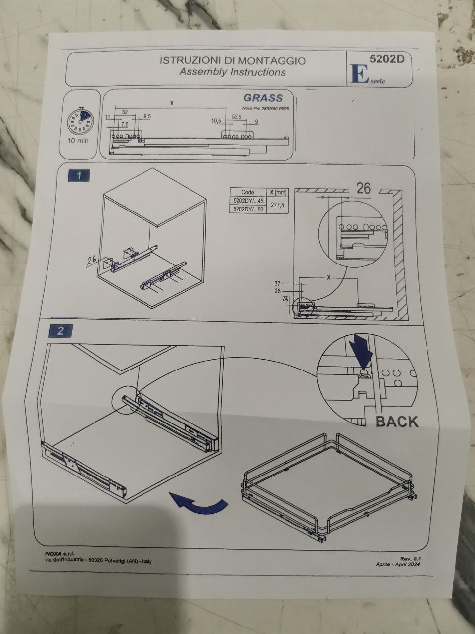 Выдвижная корзина INOXA ELLITE 5202ENPDY/45-50PCAR
