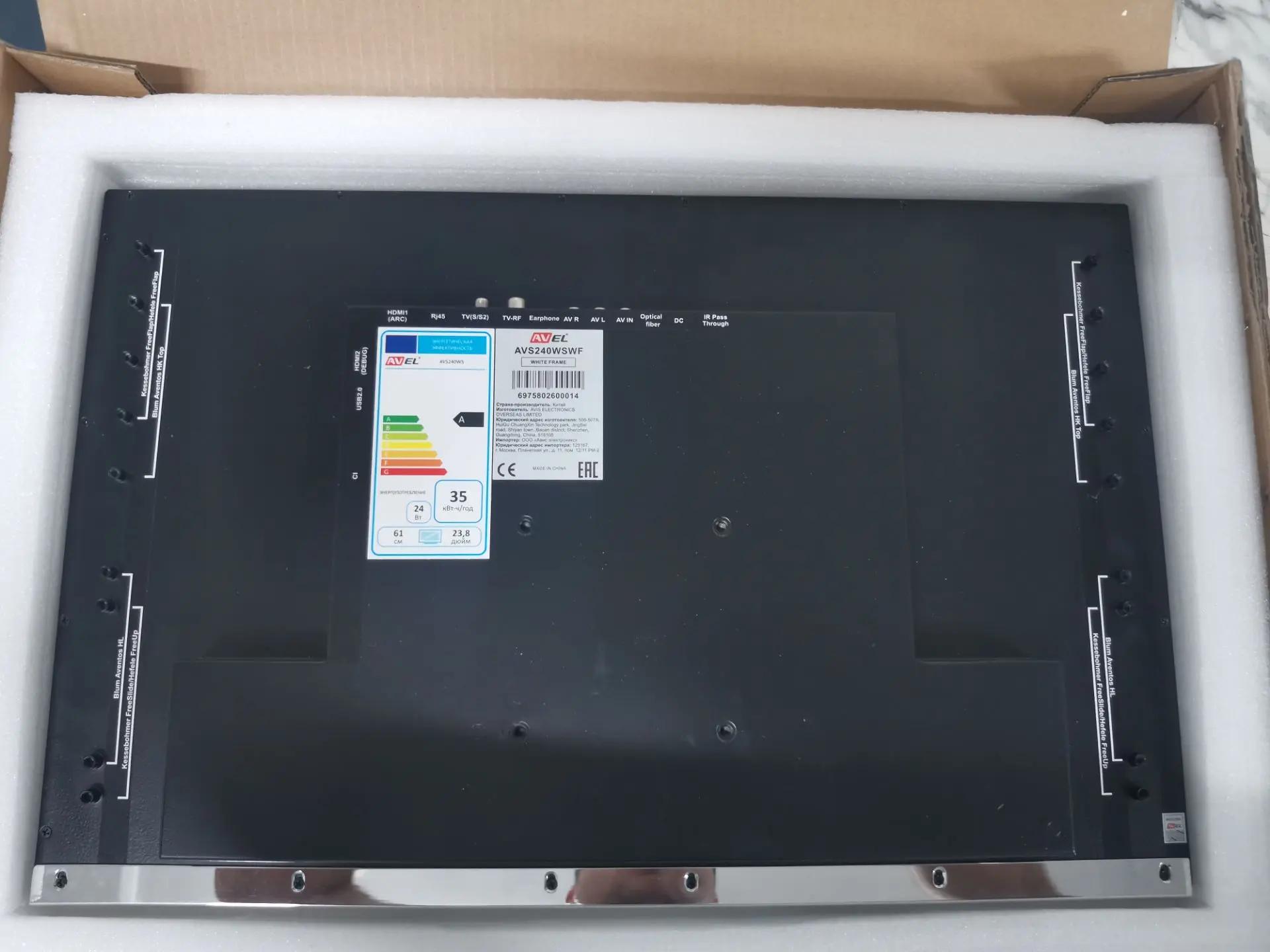 Встраиваемый телевизор для кухни AVIS AVEL AVS240WSWF Black Smart TV 