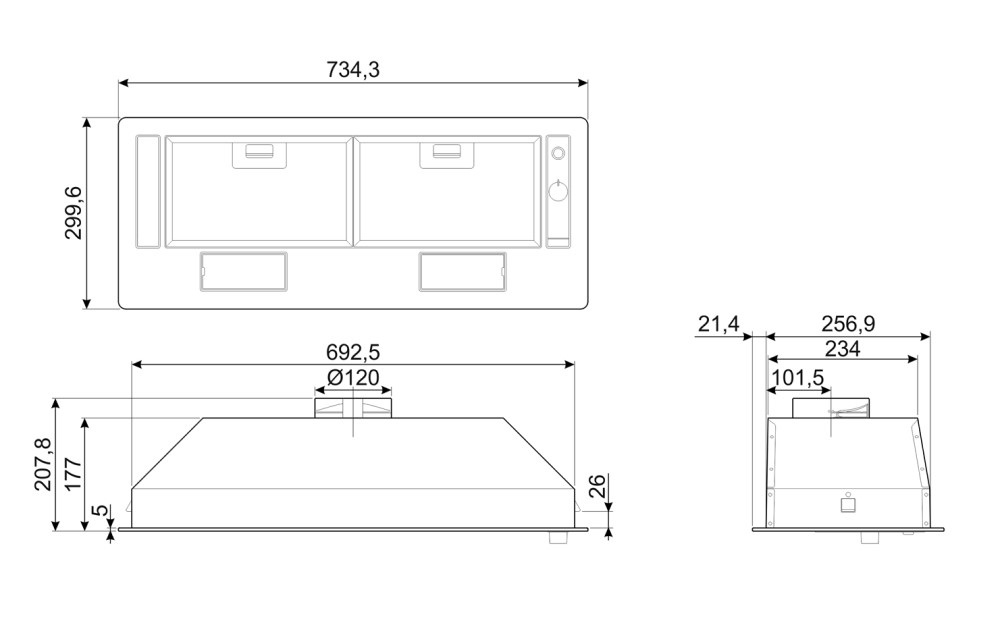 Вытяжка встраиваемая SMEG KSG70HE 