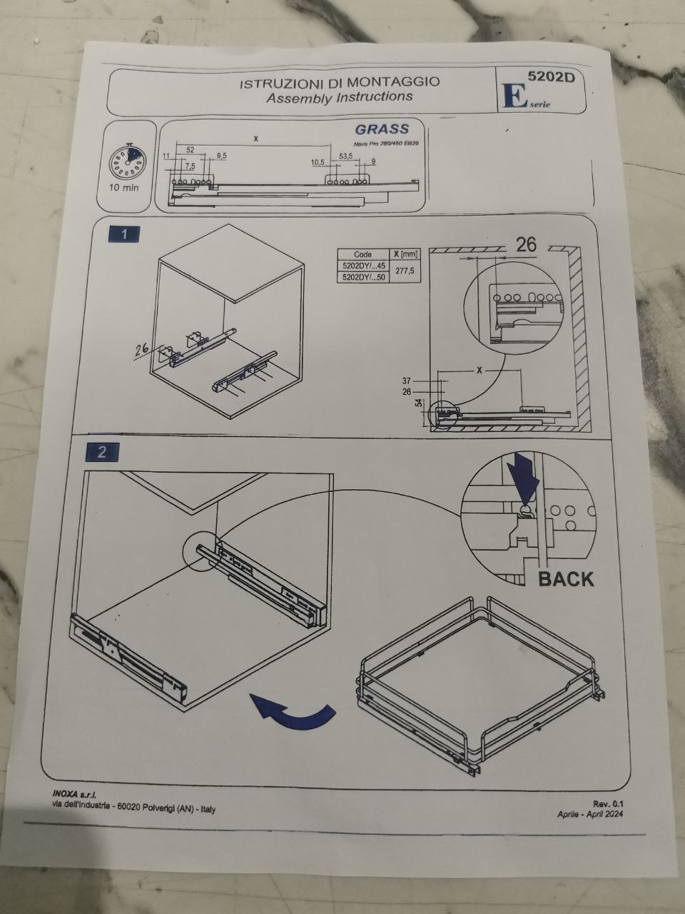 Выдвижная корзина INOXA ELLITE 5202ENPDY/45-50PCAR